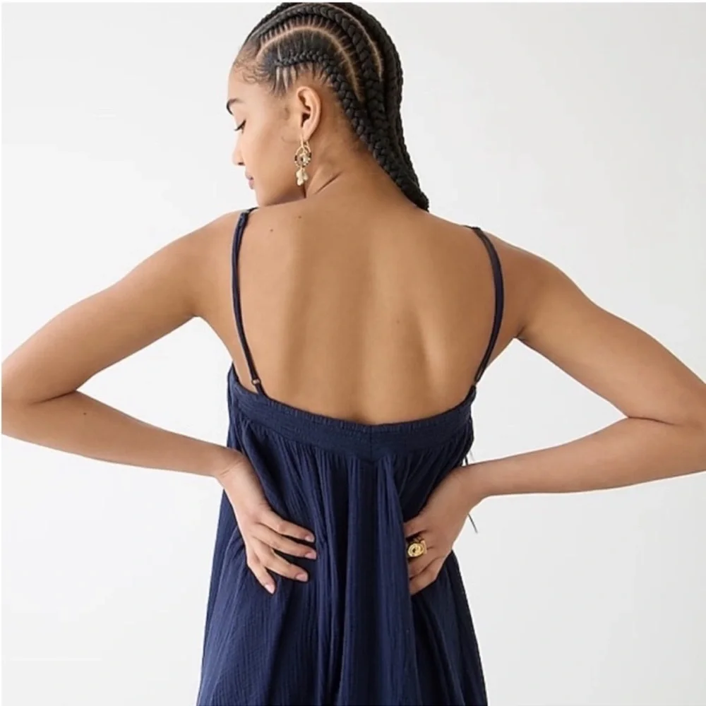 J. Crew Halter Maxi Dress In Soft Gauze Navy Blue 100% Cotton - XS